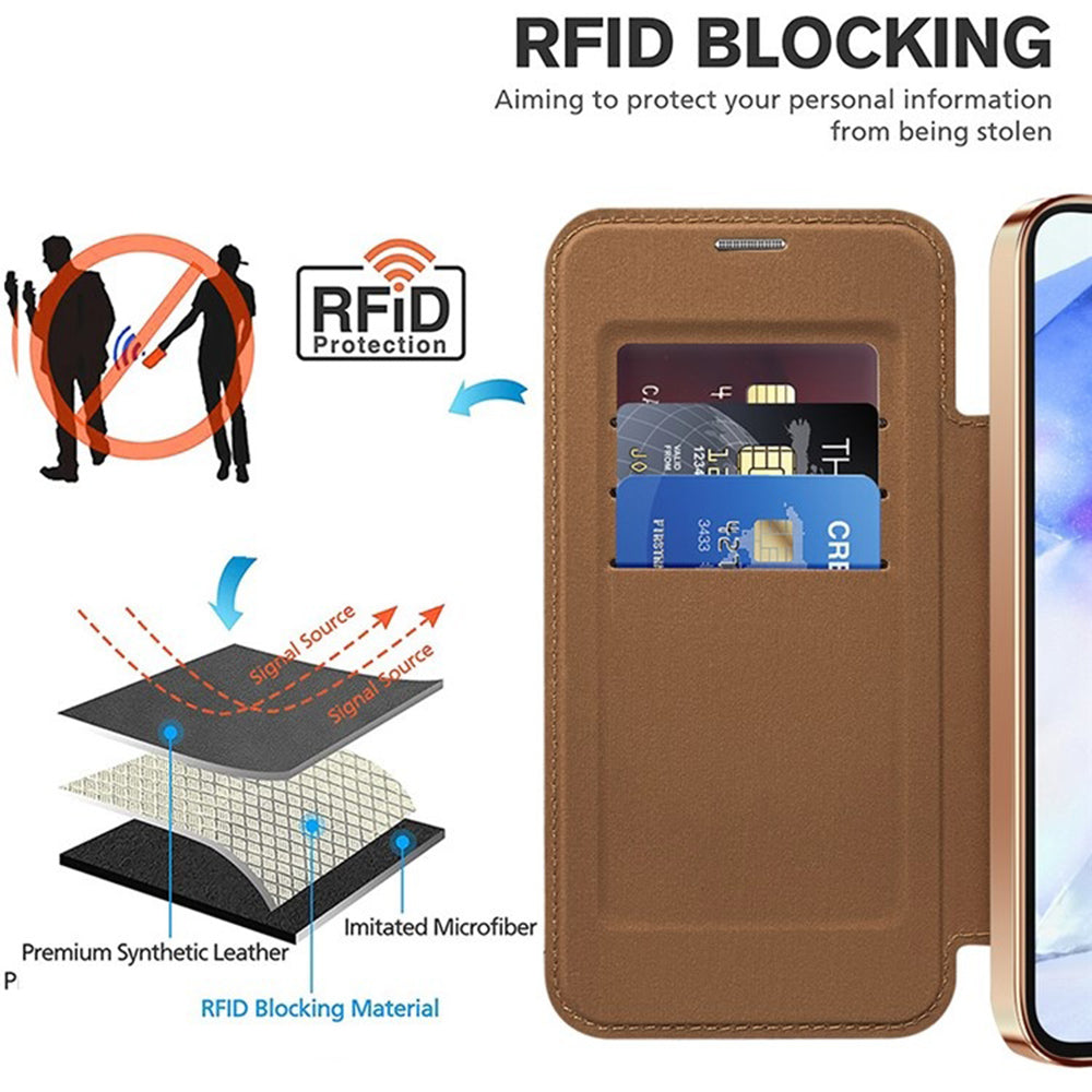 Husa de protectie Techsuit SmartMag Book compatibil cu Samsung Galaxy A55 5G, Maro