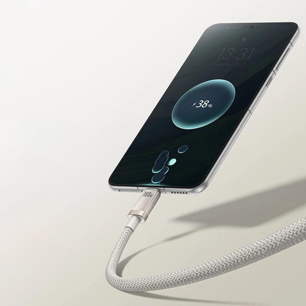 Cablu Baseus Titanium (P10378102G21-00), USB to Type-C 100W, Fast Charging, 480Mbps, Naylon, 1m, Argintiu