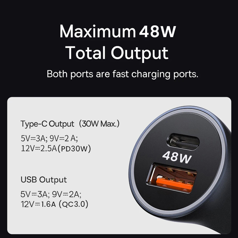 Incarcator Techsuit Premium Car RescueVolt (C3), with Metal Window Breaker, Fast Charge, USB QC18W, USB-C PD30W, 5V/3A, Gri