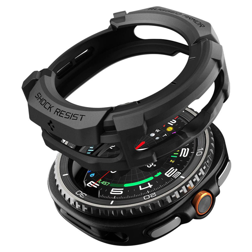 Accesoriu smartwatch Spigen Rugged Armor (ACS10012) compatibil cu Samsung Galaxy Watch8 Classic, Negru Mat