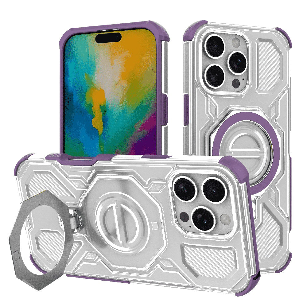 Husa de protectie Techsuit Carbon Shield PRO compatibil cu iPhone 16 Pro Max, Mov Transparent