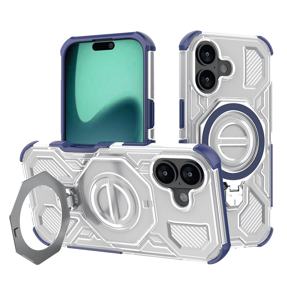 Husa de protectie Techsuit Carbon Shield PRO compatibil cu iPhone 16, Albastru Transparent
