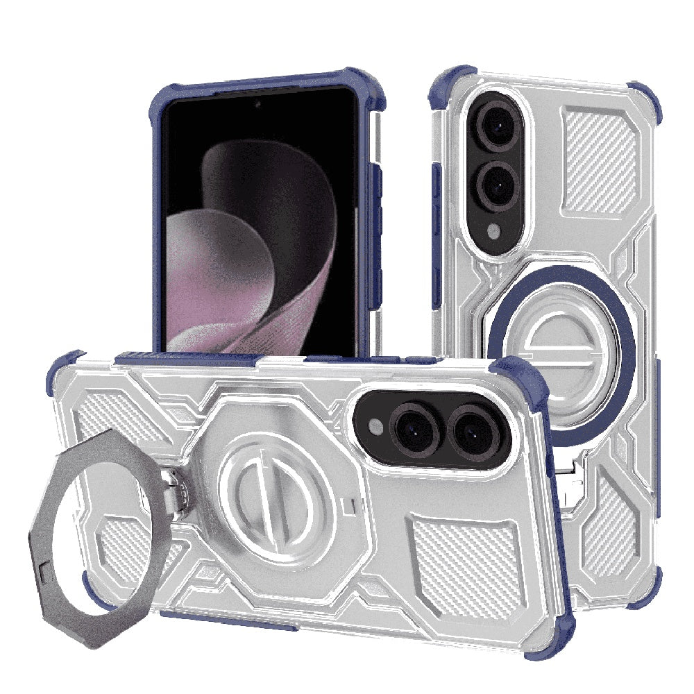 Husa de protectie Techsuit Carbon Shield PRO compatibil cu Samsung Galaxy S25 Edge, Albastru Transparent