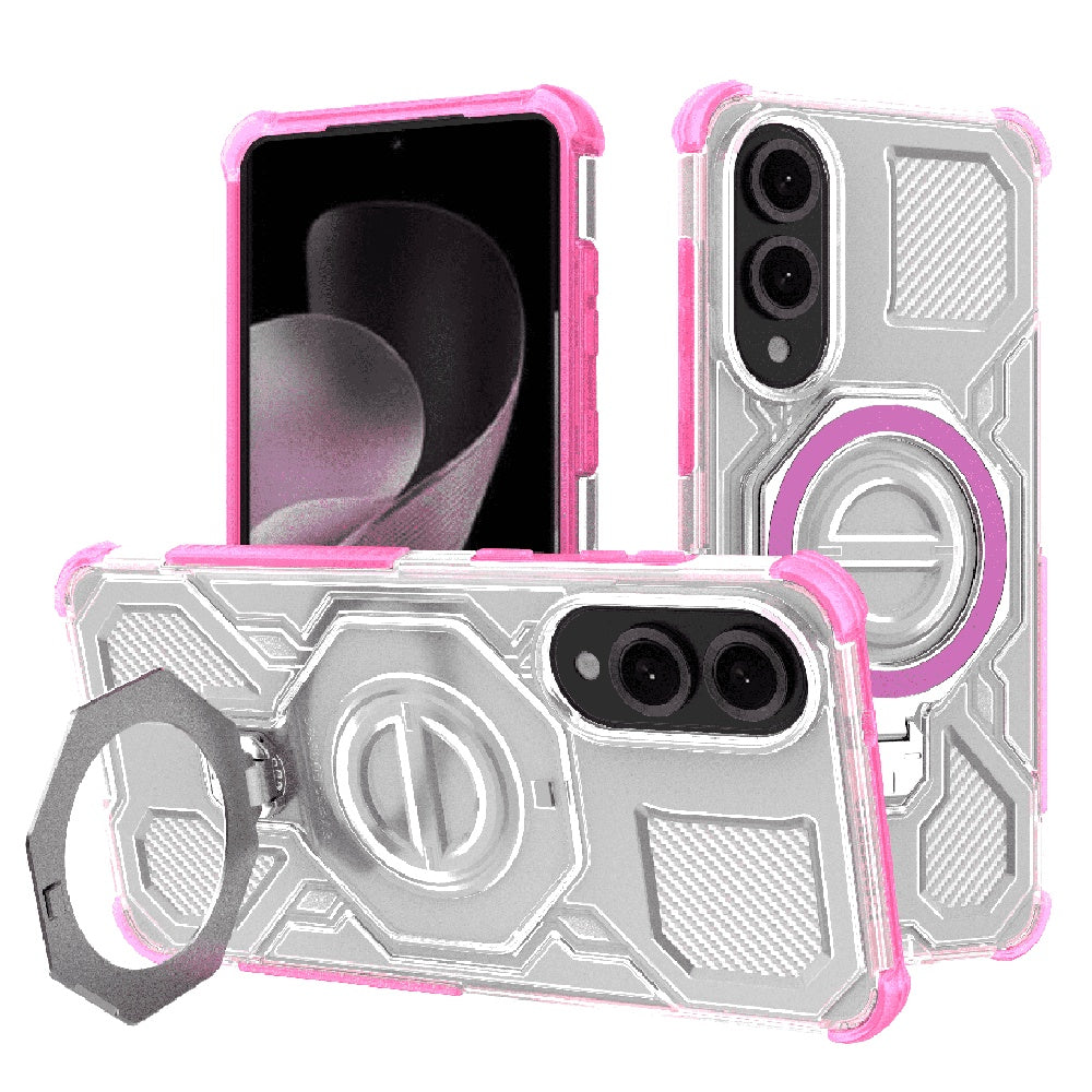 Husa de protectie Techsuit Carbon Shield PRO compatibil cu Samsung Galaxy S25 Edge, Roz Transparent