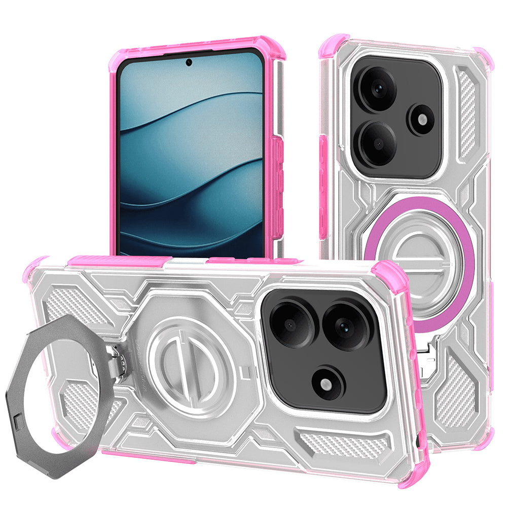 Husa de protectie Techsuit Carbon Shield PRO compatibil cu Xiaomi Redmi Note 14 5G, Roz Transparent