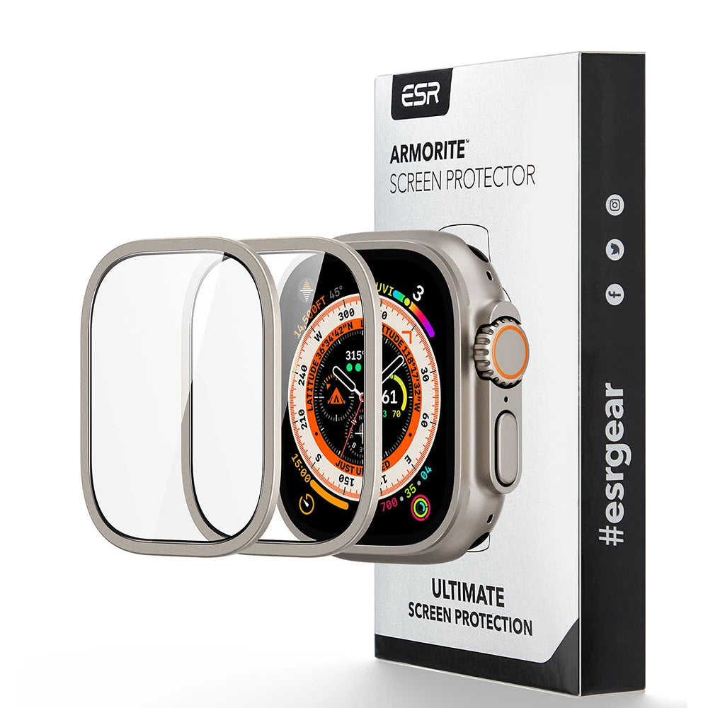 Folie de protectie smartwatch ESR Armorite Screen Protector (set de 2) compatibil cu Apple Watch Ultra / Ultra 2 / Ultra 3, Titanium