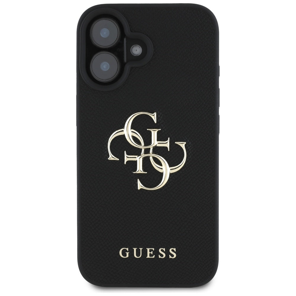 Husa de protectie Guess Hardcase Grained Big 4G Logo Small Classic Logo (GUHCP16SPGT4MBK) compatibil cu iPhone 16, Negru