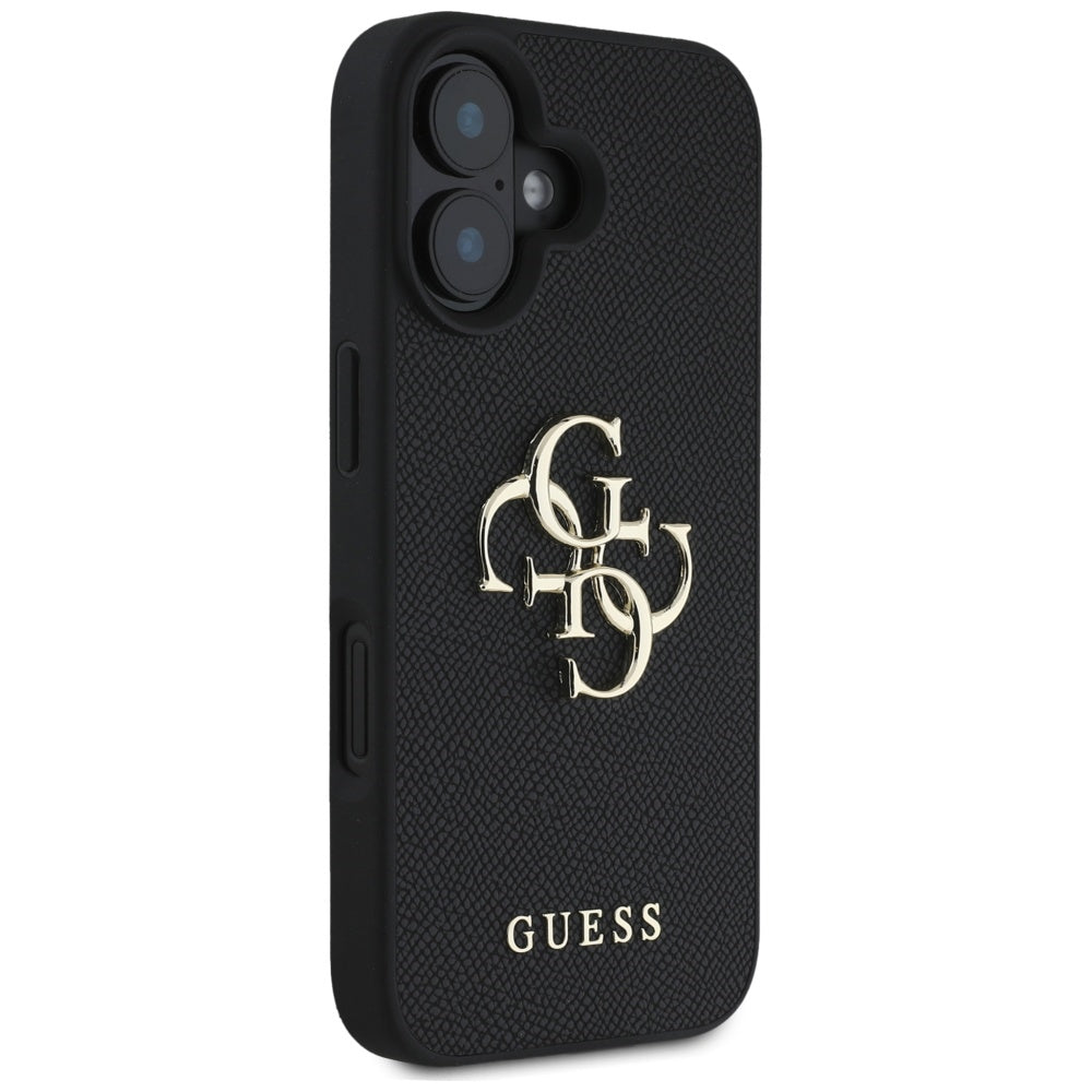 Husa de protectie Guess Hardcase Grained Big 4G Logo Small Classic Logo (GUHCP16SPGT4MBK) compatibil cu iPhone 16, Negru