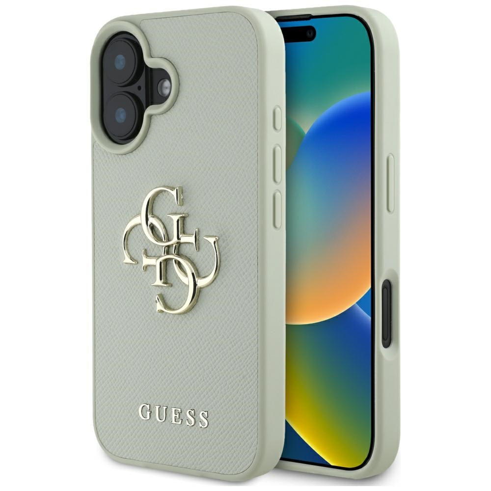 Husa de protectie Guess Hardcase Grained Big 4G Logo Small Classic Logo (GUHCP16SPGT4MBN) compatibil cu iPhone 16, Verde