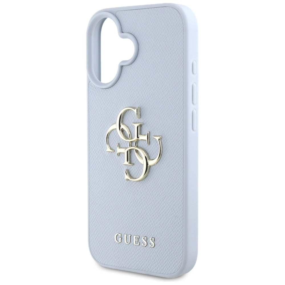 Husa de protectie Guess Hardcase Grained Big 4G Logo Small Classic Logo (GUHCP16SPGT4MBB) compatibil cu iPhone 16, Albastru