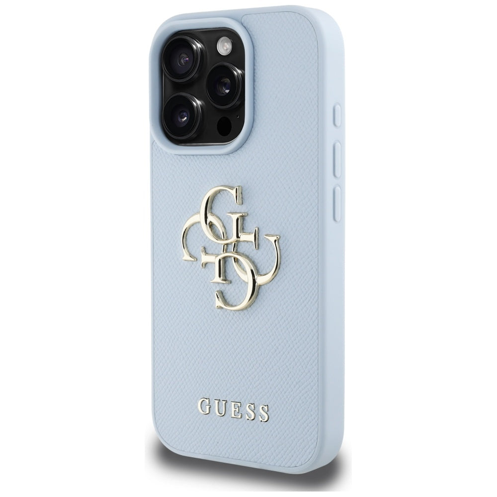 Husa de protectie Guess Hardcase Grained Big 4G Logo Small Classic Logo (GUHCP16LPGT4MBB) compatibil cu iPhone 16 Pro, Albastru