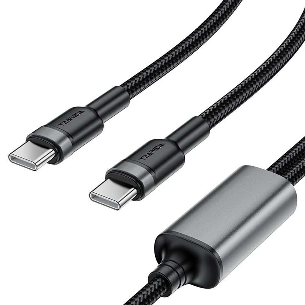 Cablu Acefast 2in1 (C22-02), Fast Charge, Type-C to 2x Type-C, 100W, 5A, Nylon Braid, CE, RoHS, EAC, 1.25m, Negru