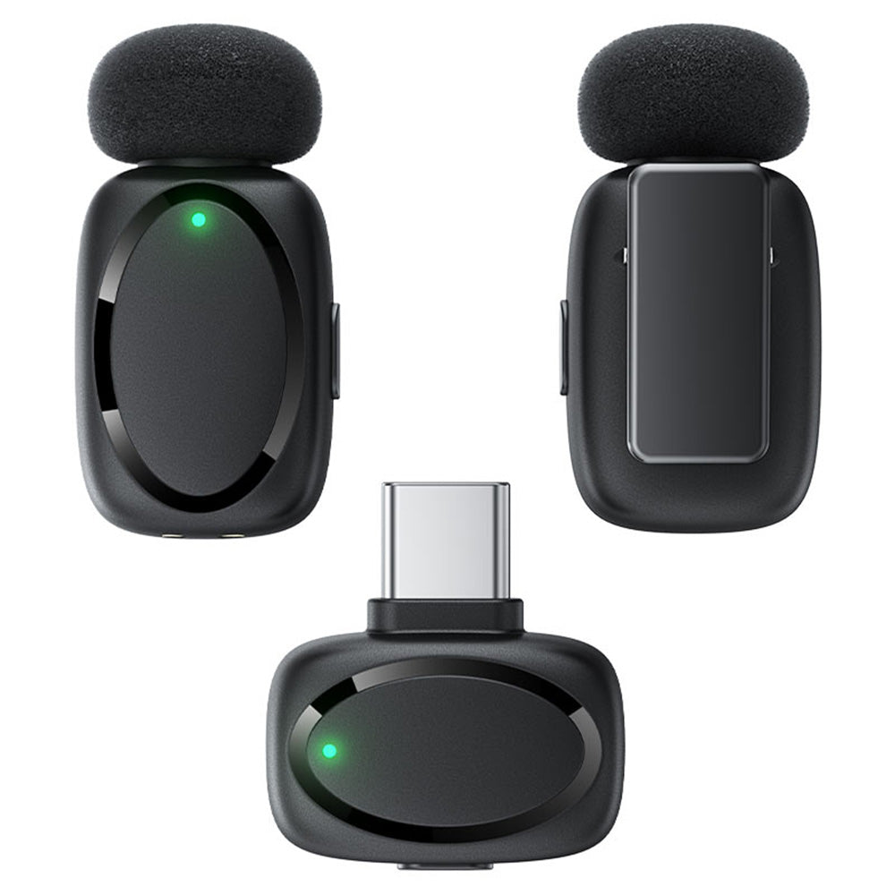 Casti Acefast Wireless Lavalier Microphones (R2), Type-C, 360°, Noise Reduction, Dual-mic Rec, 300mAh, Ultra-low Latency, Negru