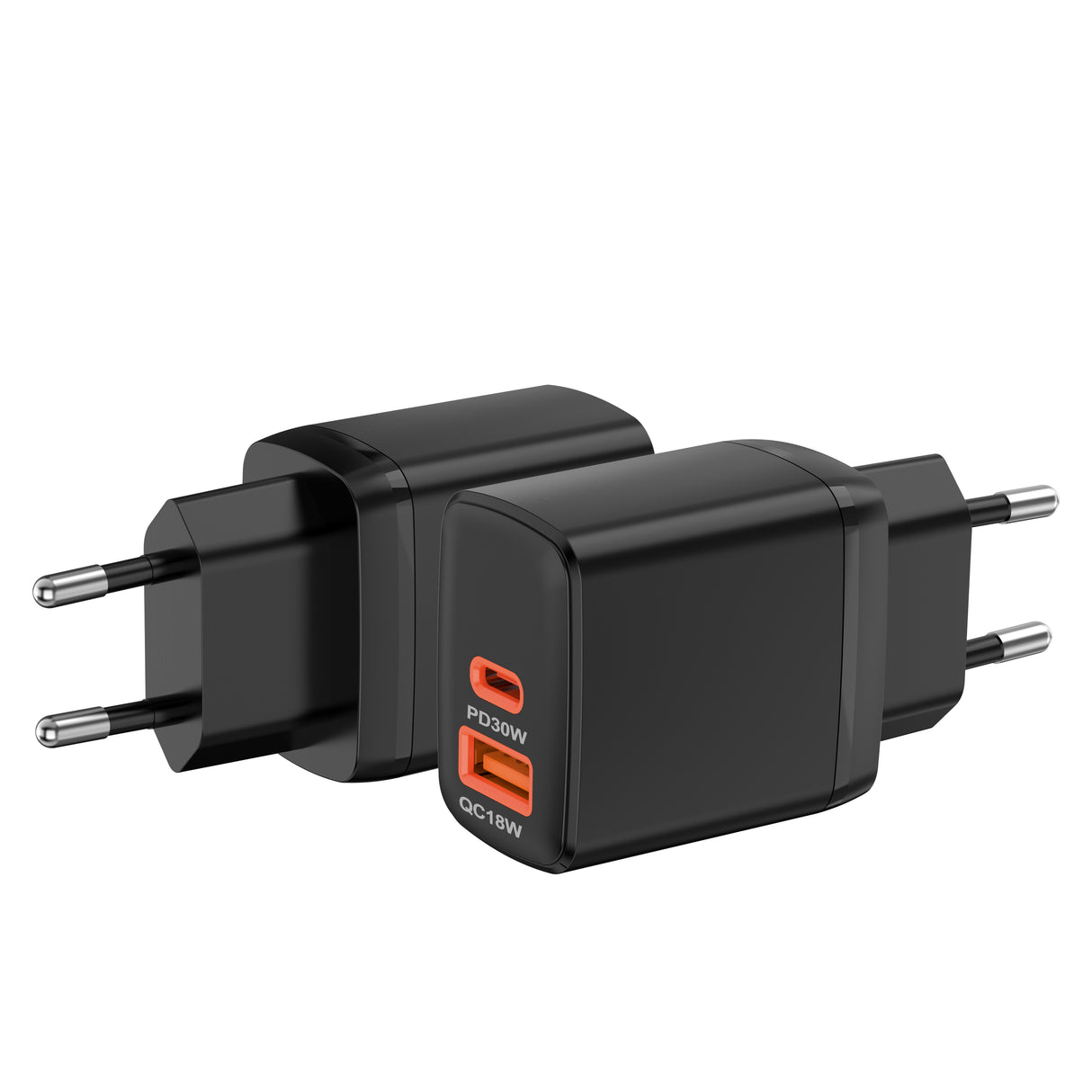 Incarcator Techsuit Duonix30W (CH1), Type-C, USB, Dual Travel Charger 30W, Negru