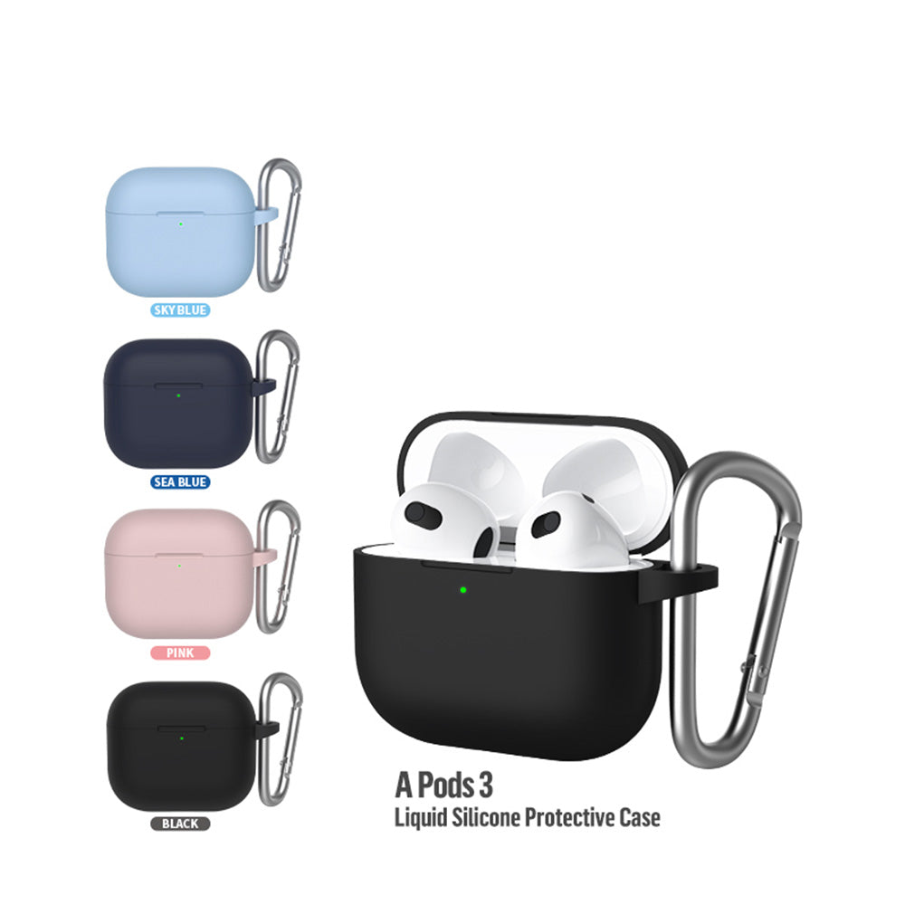 Casti Blueo Liquid Silicone Protect Case, for AirPods 3, Albastru Cer