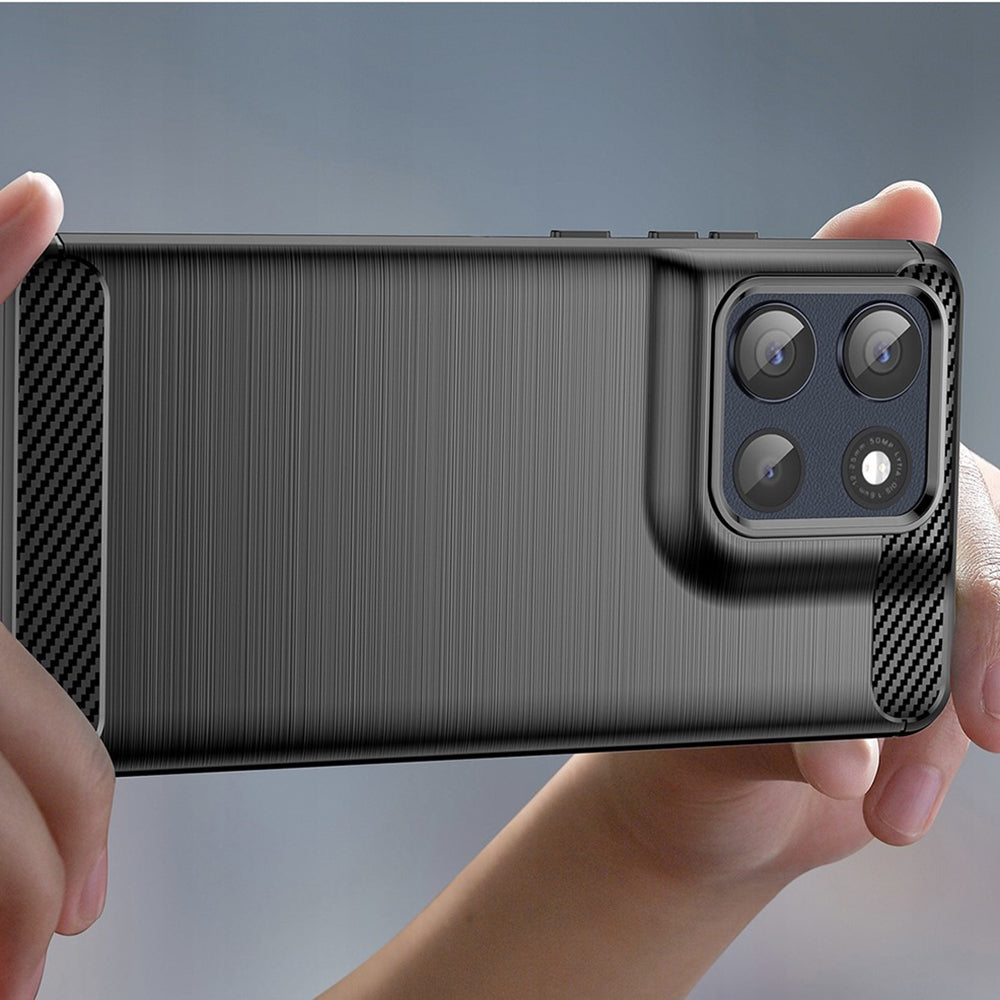 Husa de protectie Techsuit Carbon Silicone compatibil cu Motorola Moto G86, Negru