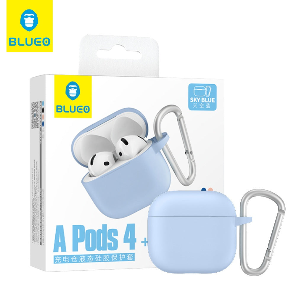 Casti Blueo Liquid Silicone Protect Case, for AirPods 4, Albastru Cer