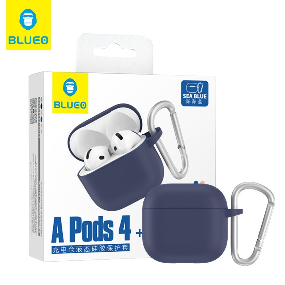 Casti Blueo Liquid Silicone Protect Case, for AirPods 4, Bleumarin