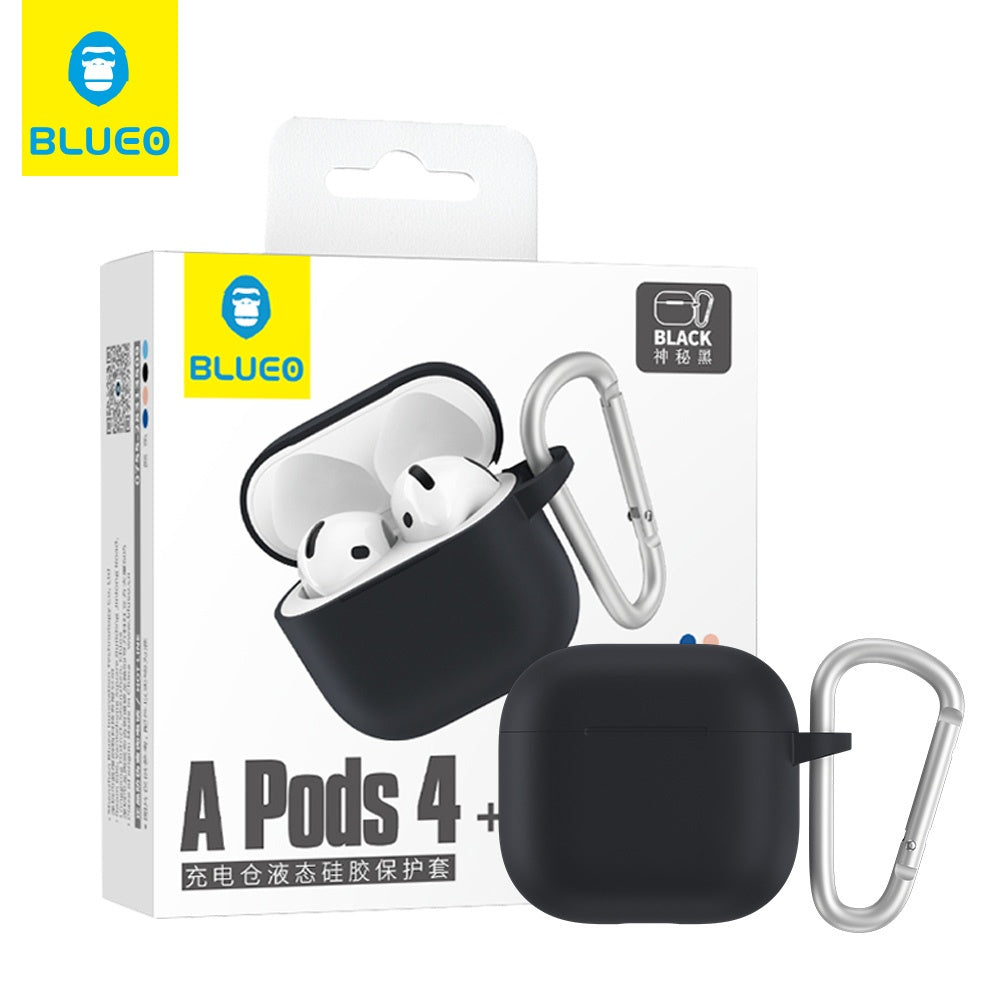 Casti Blueo Liquid Silicone Protect Case, for AirPods 4, Negru