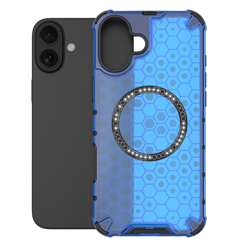 Husa de protectie Techsuit HoneyComb Shield MagSafe compatibil cu iPhone 16, Albastru