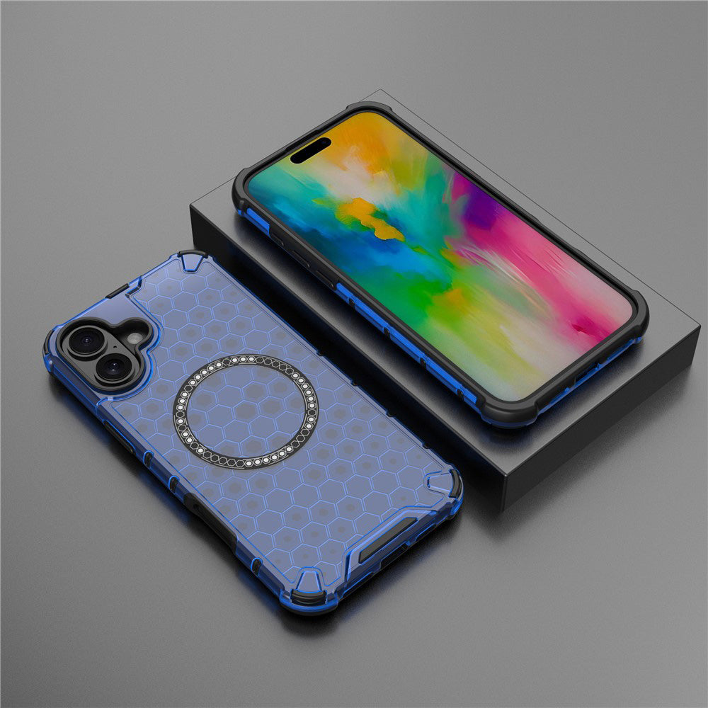 Husa de protectie Techsuit HoneyComb Shield MagSafe compatibil cu iPhone 16, Albastru
