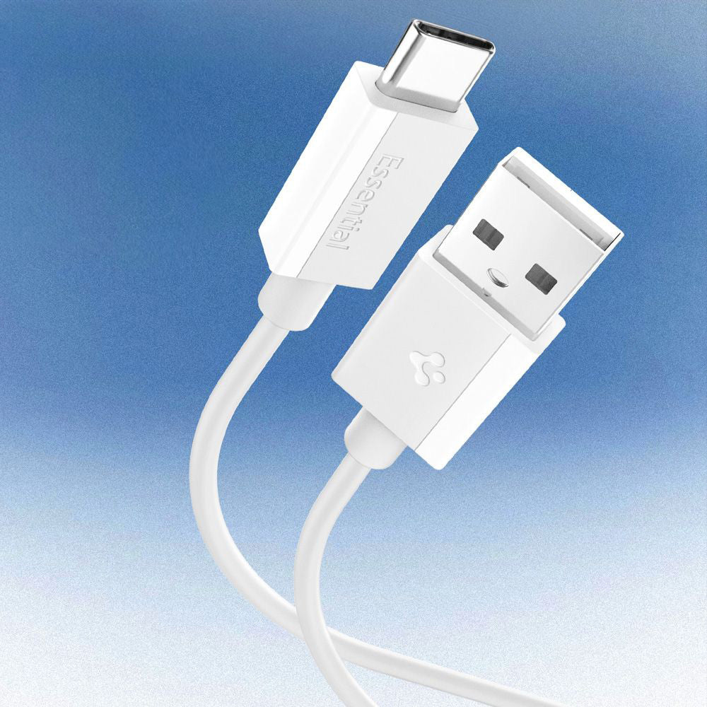 Cablu Spigen Essential EB6020AC (ACA08716), Fast Charging, USB to Type-C, 60W, 480Mbps, 2m, Alb