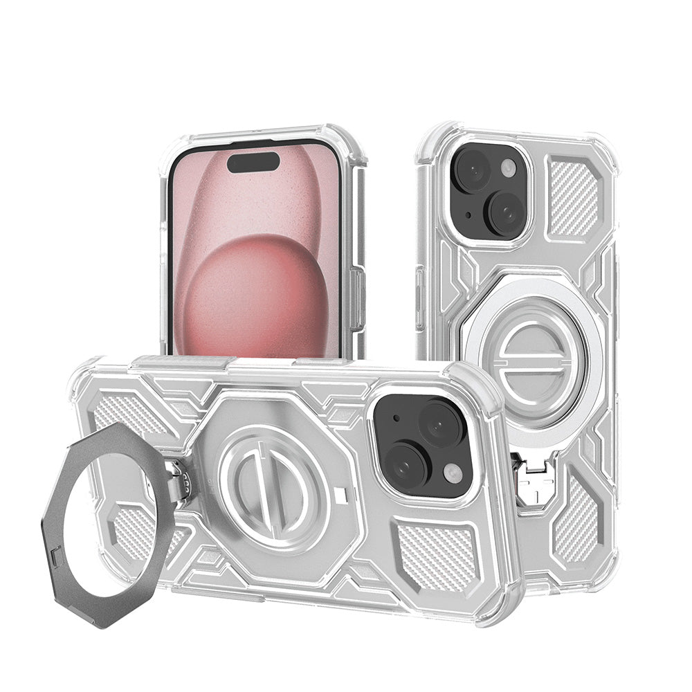 Husa de protectie Techsuit Carbon Shield PRO compatibil cu iPhone 15, Alb Transparent