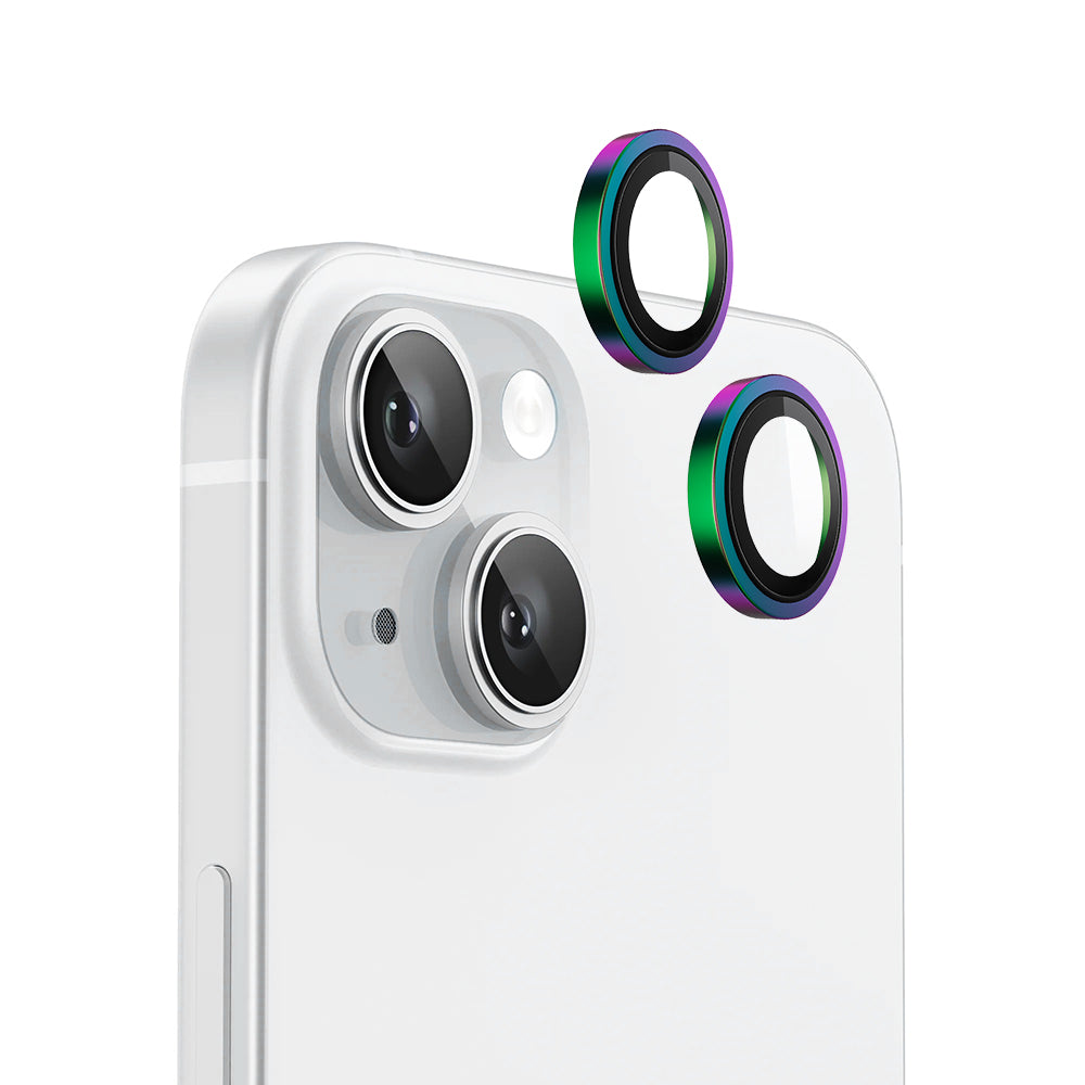 Folie de protectie Blueo Original Metal Frame Lens compatibil cu iPhone 15 / iPhone 15 Plus, Colorful