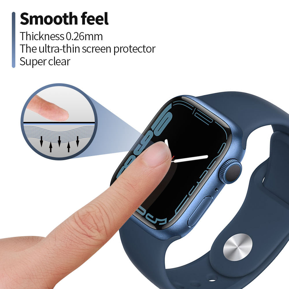 Folie de protectie smartwatch Blueo High Molecule Screen Protector with Dust Removal Locator compatibil cu Apple Watch 4/5/6/SE/SE 2 (40mm), Negru