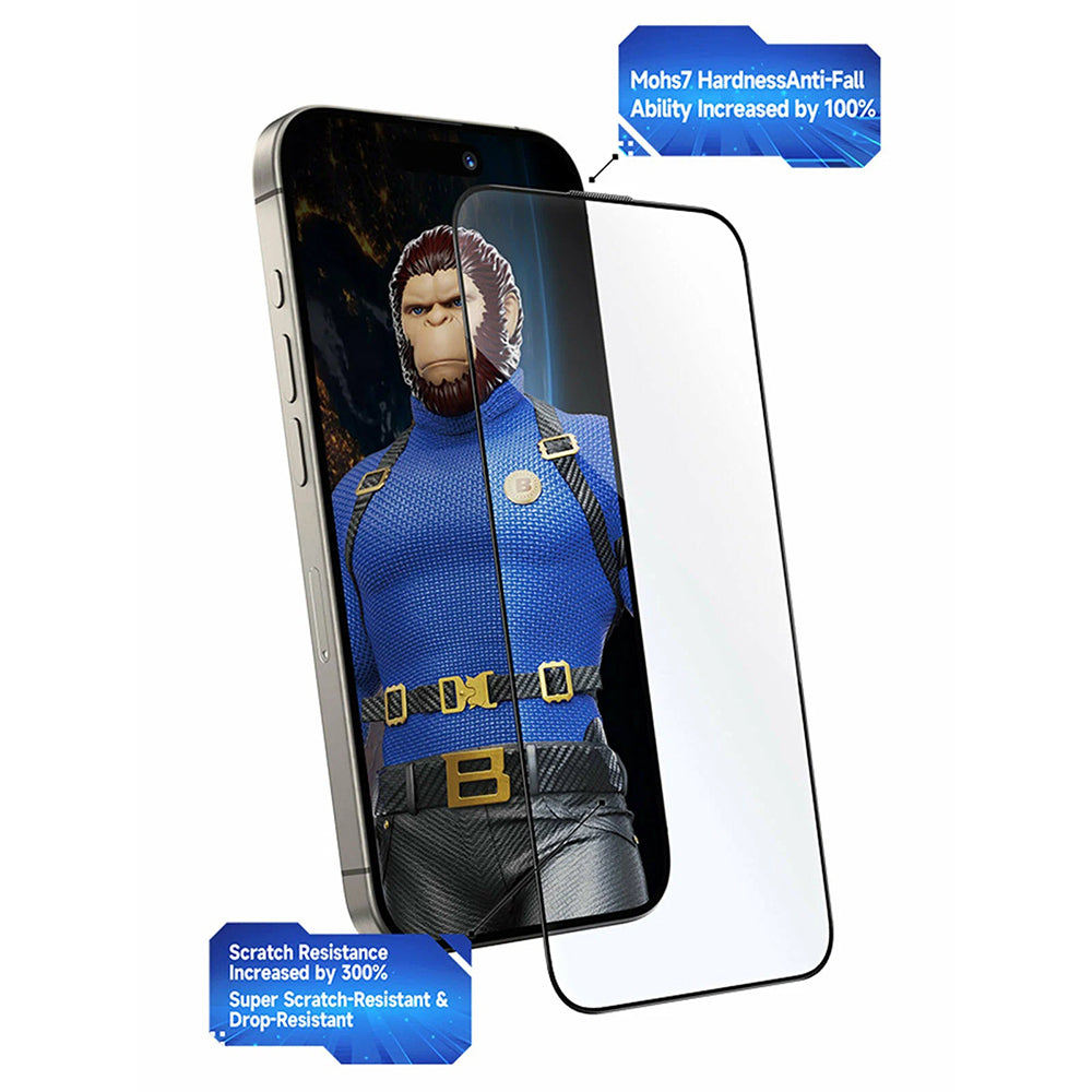 Folie de protectie Blueo Crystal Anti-Scratch Glass with Applicator compatibil cu iPhone 16 Pro Max / iPhone 17 Pro Max, Negru