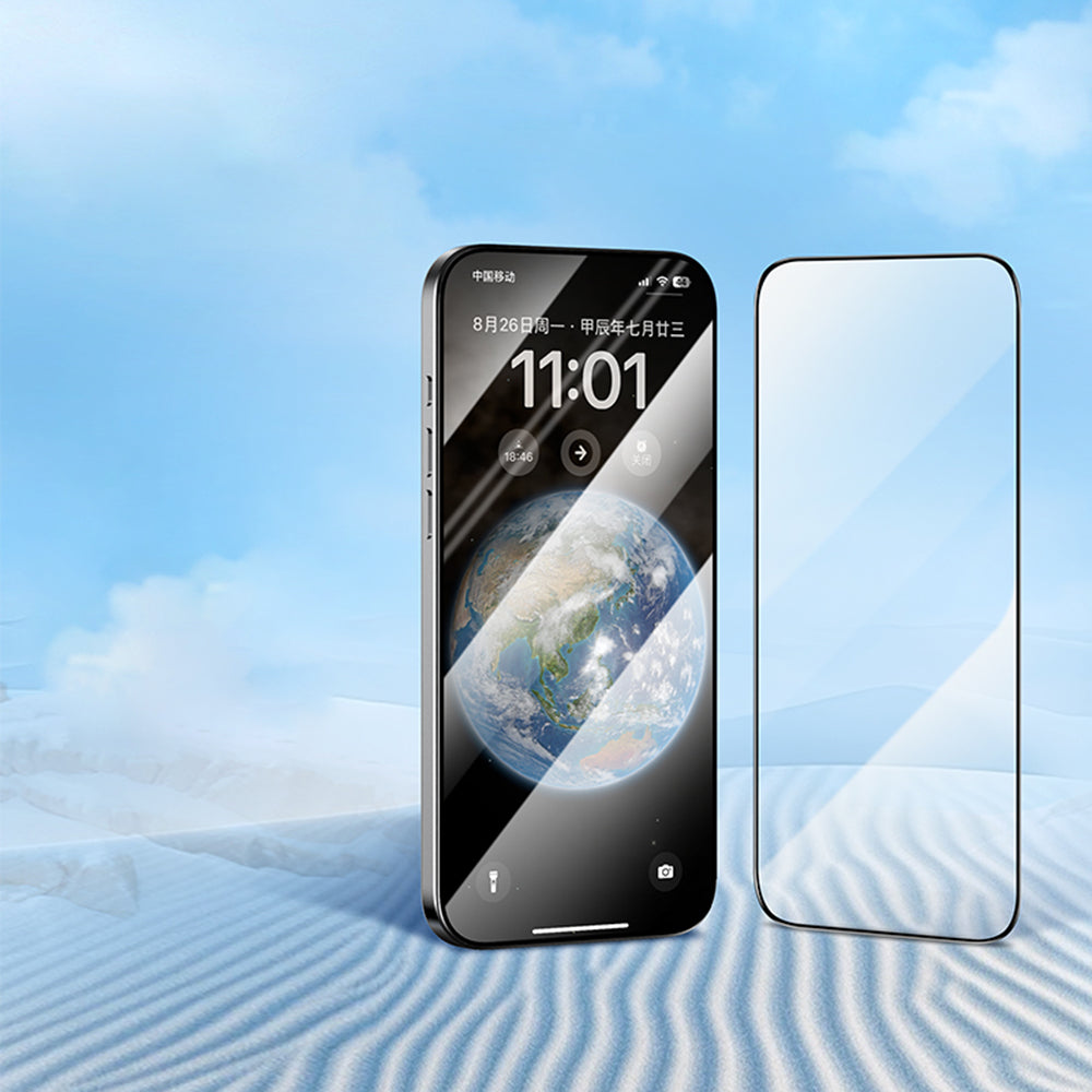 Folie de protectie Blueo 2.5D Silk Full Cover HD Glass (set de 5) compatibil cu iPhone 15 Pro, Negru