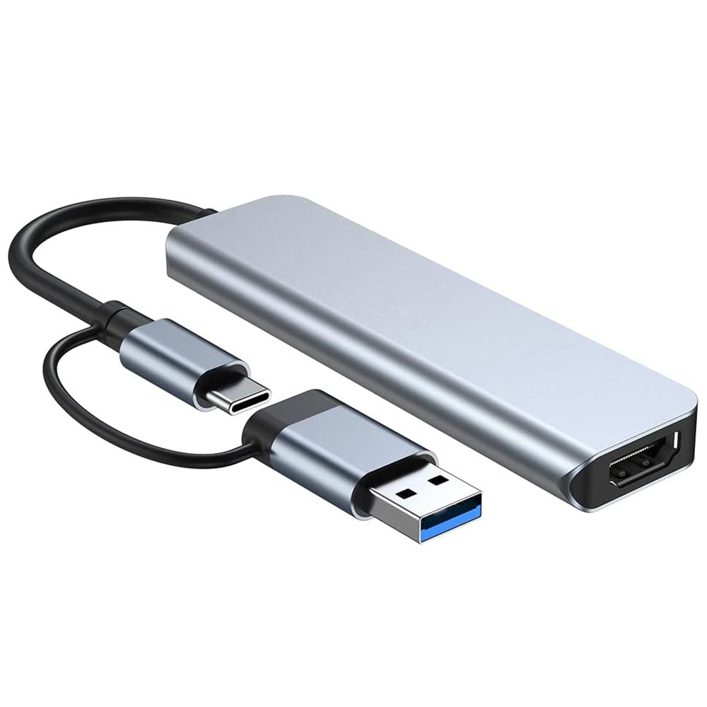 Hub/Dock Techsuit Docking Station DataBridge 5 in 1 (H7), USB, Type-C to USB 3.0, 2x USB 2.0, SD/TF Card, Gri