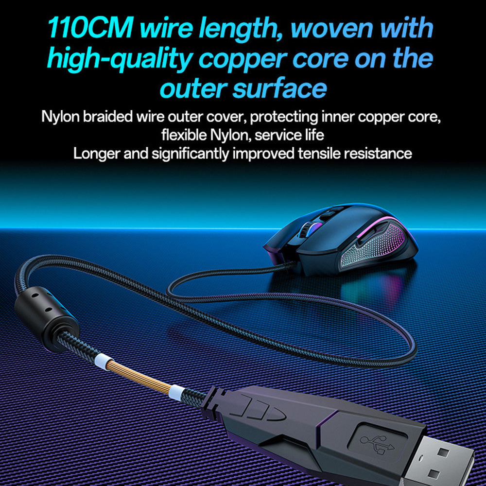 Tastatura/Mouse Yesido Wired Gaming Mouse (KB20), with RGB Light, DPI:1000-7200, USB, Windows/XP/7/8/10/11/MAC 05, 110cm, Negru