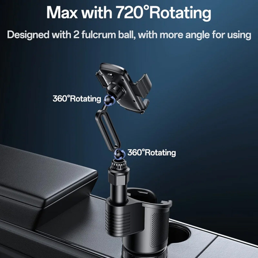 Suport Yesido 2in1 (C273), Cup Storage and Phone Mount, Flexible Viewing Angles, for 4.7 to 7.2inches Phones, Negru