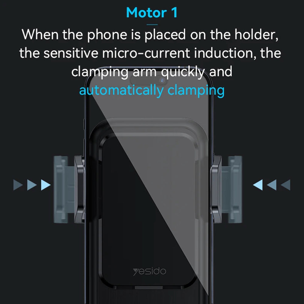 Suport Yesido with Wireless Charging (C312), for Air Vent, Automatic Clip, Smart Induction, 15W, 4.7 - , Negru