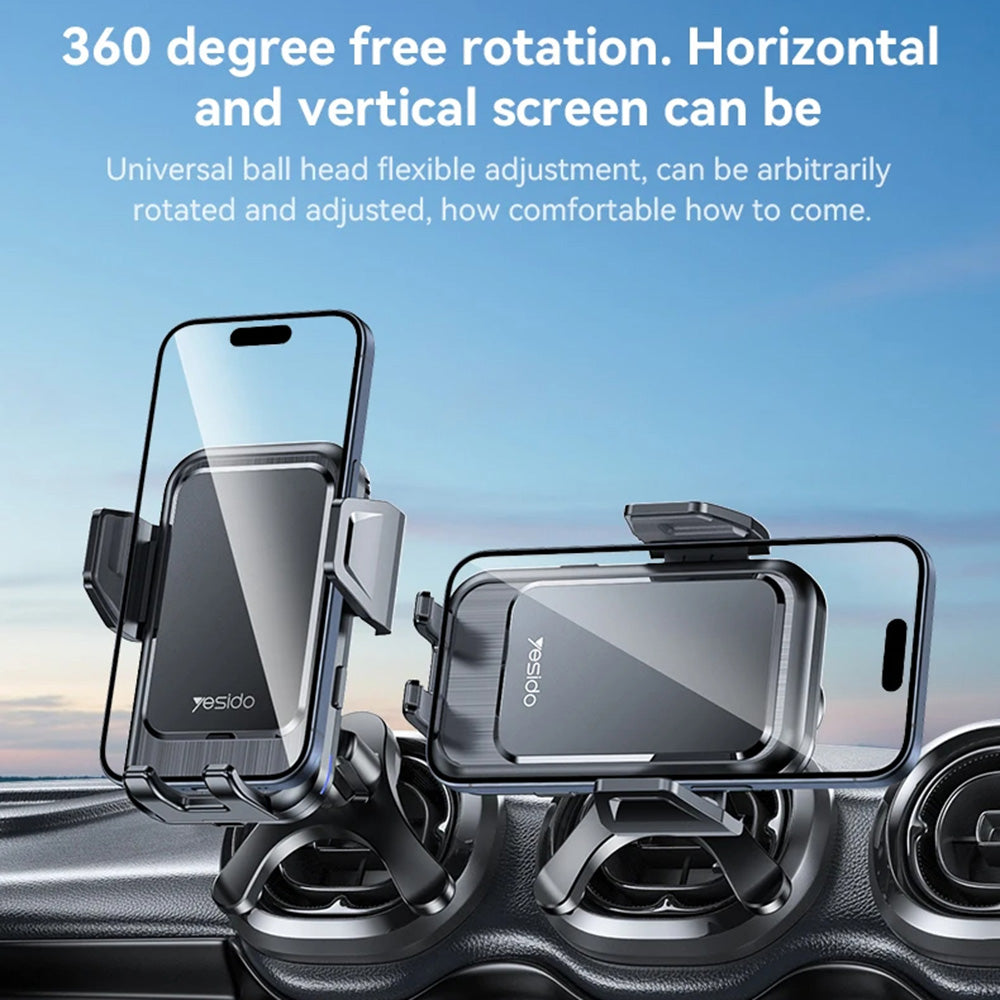 Suport Yesido with Wireless Charging (C312), for Air Vent, Automatic Clip, Smart Induction, 15W, 4.7 - , Negru