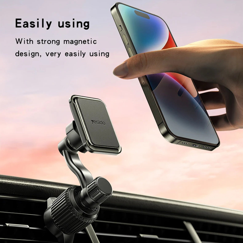 Suport Yesido (C244), Magnetic, for Air Vent, Upgraded Clip, Free Rotating Angle, N42 Magnets, Negru