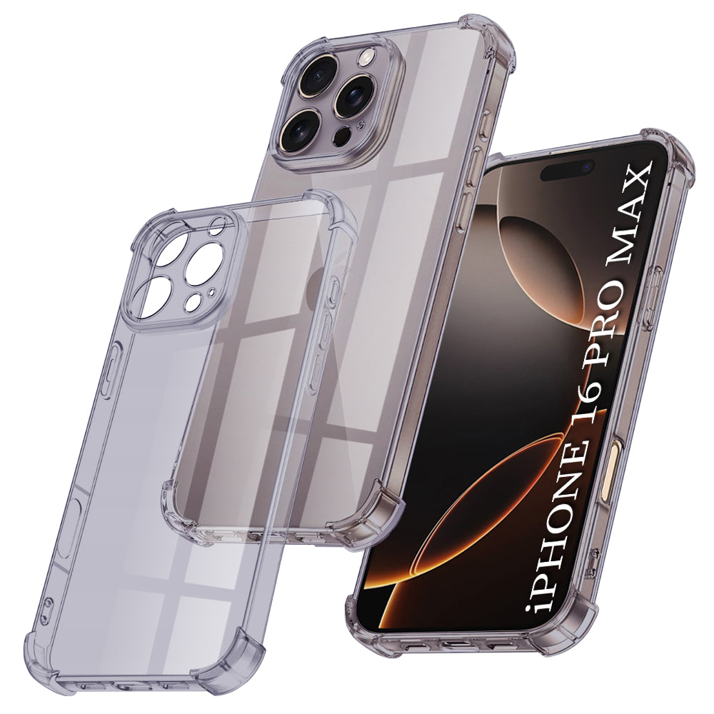 Husa de protectie Techsuit Shockproof Clear Silicone compatibil cu iPhone 16 Pro Max, Negru Fumuriu