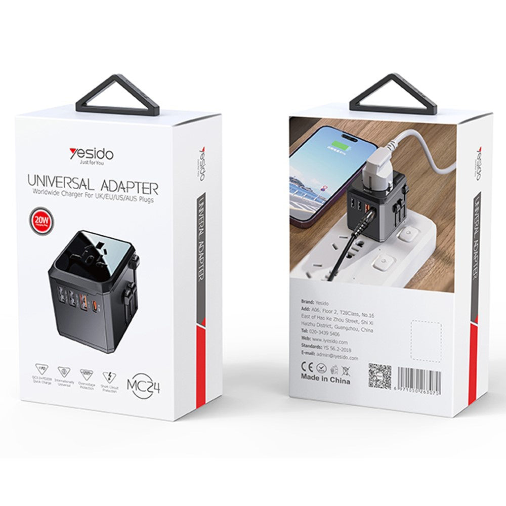 Adaptor Yesido Travel Type-C 3x USB (MC24), Negru