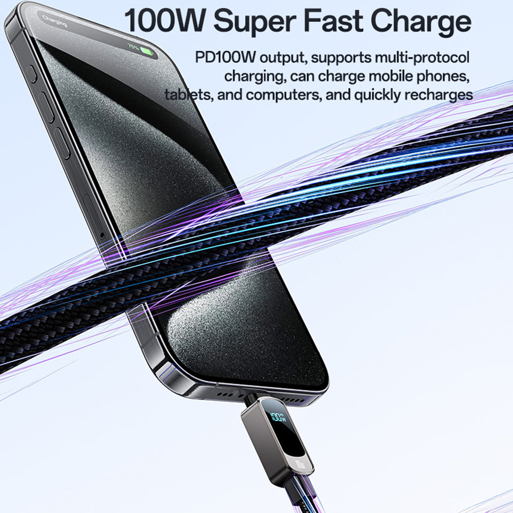 Cablu Yesido (CA179), Super Fast Charging, with Digital Display, Type-C to Type-C, 100W, 5A, 480Mbps, 1.2m, Negru