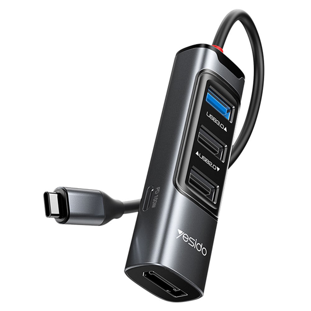 Hub/Dock Yesido Docking Station 5in1 (HB23), Type-C to 3x USB, USB-C, DisplayPort, PD100W, Fast Charge, 4K@30Hz, 5Gbps, Gri