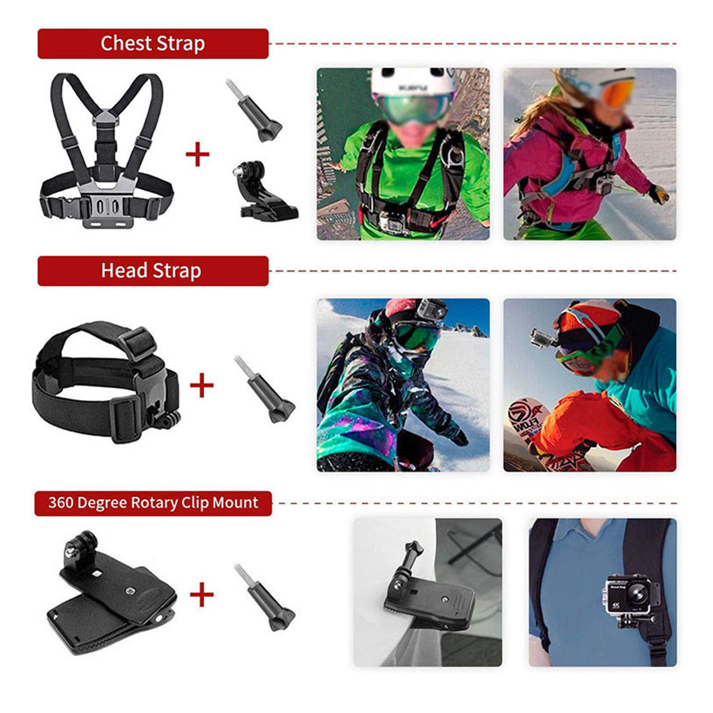 Suport Techsuit Accessory Kit CamQuest 15in1 (SA15), for GoPro Action Camera, Negru
