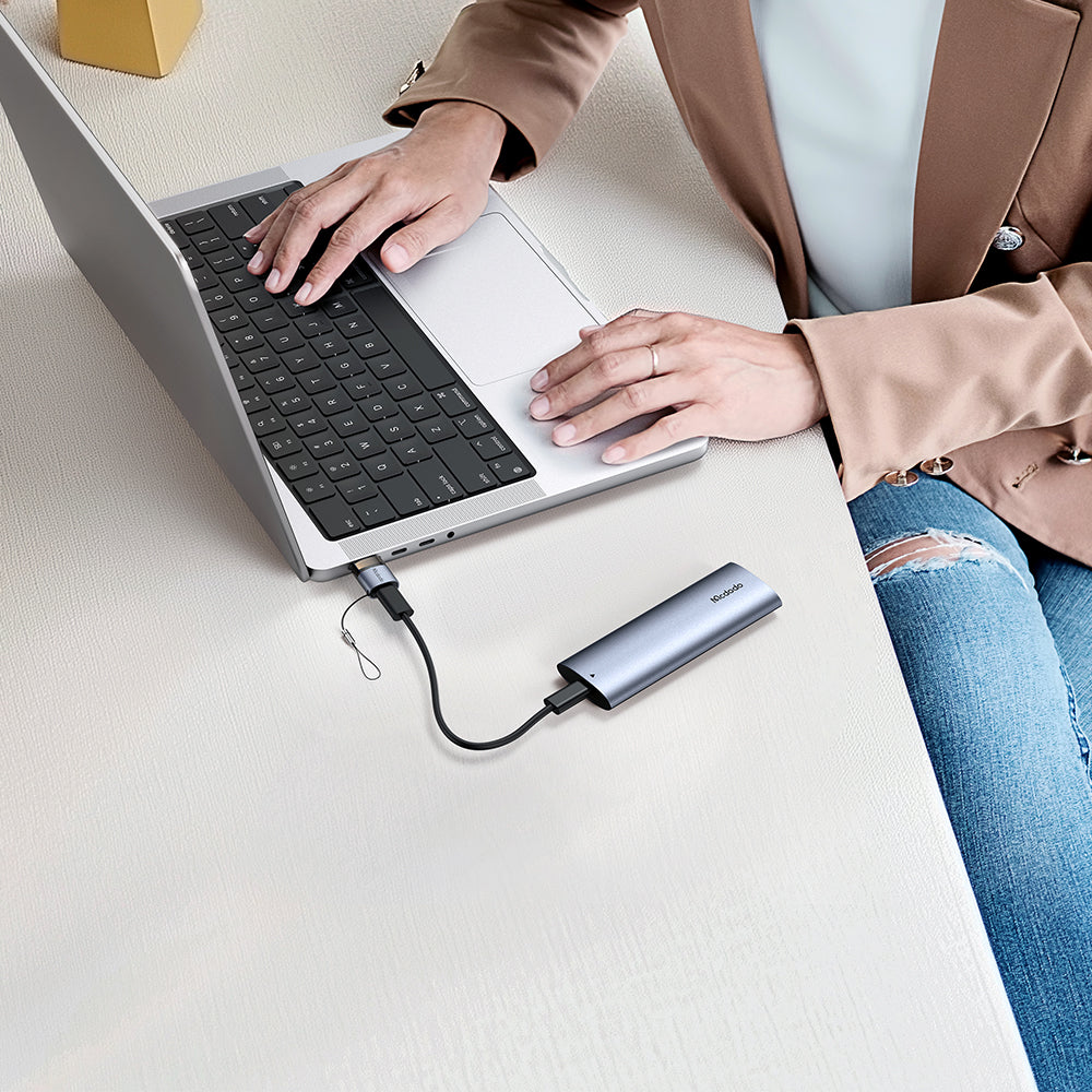 Adaptor Mcdodo OTG Adapter (OT-7580), Type-C to USB3.0, Aluminium Alloy, Charging&Data Sync, with Indicator Light, Lanyard, Negru
