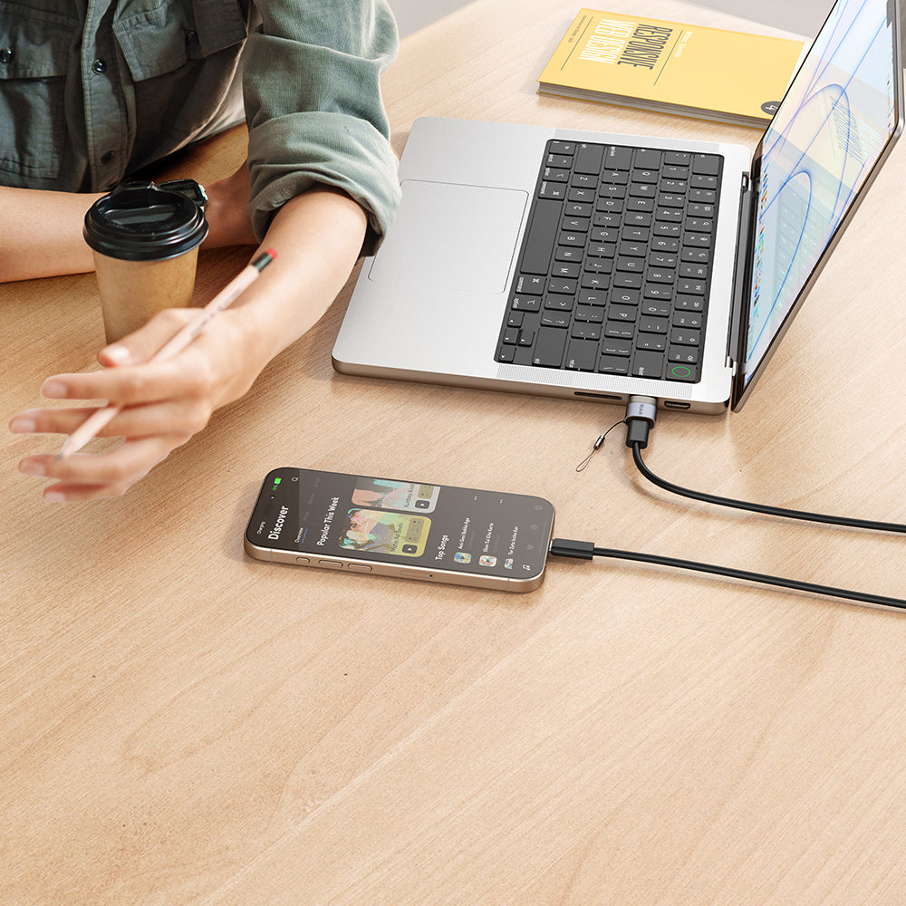 Adaptor Mcdodo OTG Adapter (OT-7580), Type-C to USB3.0, Aluminium Alloy, Charging&Data Sync, with Indicator Light, Lanyard, Negru