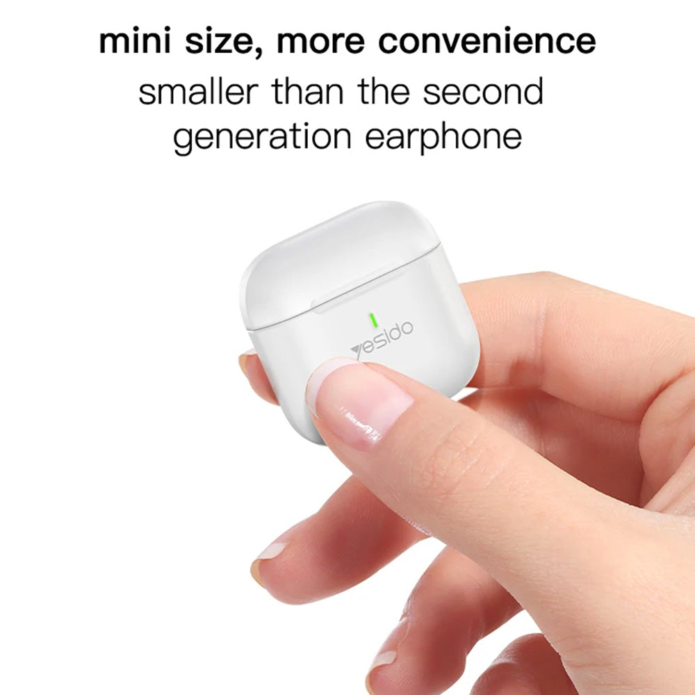Casti Yesido (TWS17), with Bluetooth V5.1, Half-In-ear Design, 200mAh, Type-C, Alb