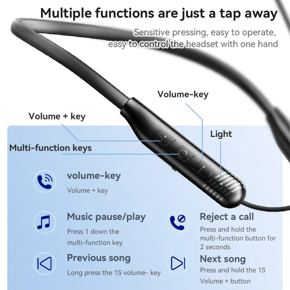 Casti Yesido (YSP20), Magnetic, Neckband Design, with Bluetooth V5.3, 400mAh, Type-C, Negru
