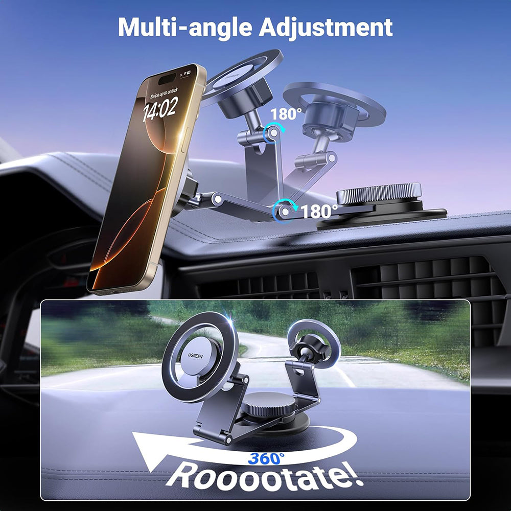 Suport Ugreen LP865 (45577), Magnetic Grip, for Dashboard, Universal, 360° Rotatable, Secure Fit, N52 Magnets, Negru