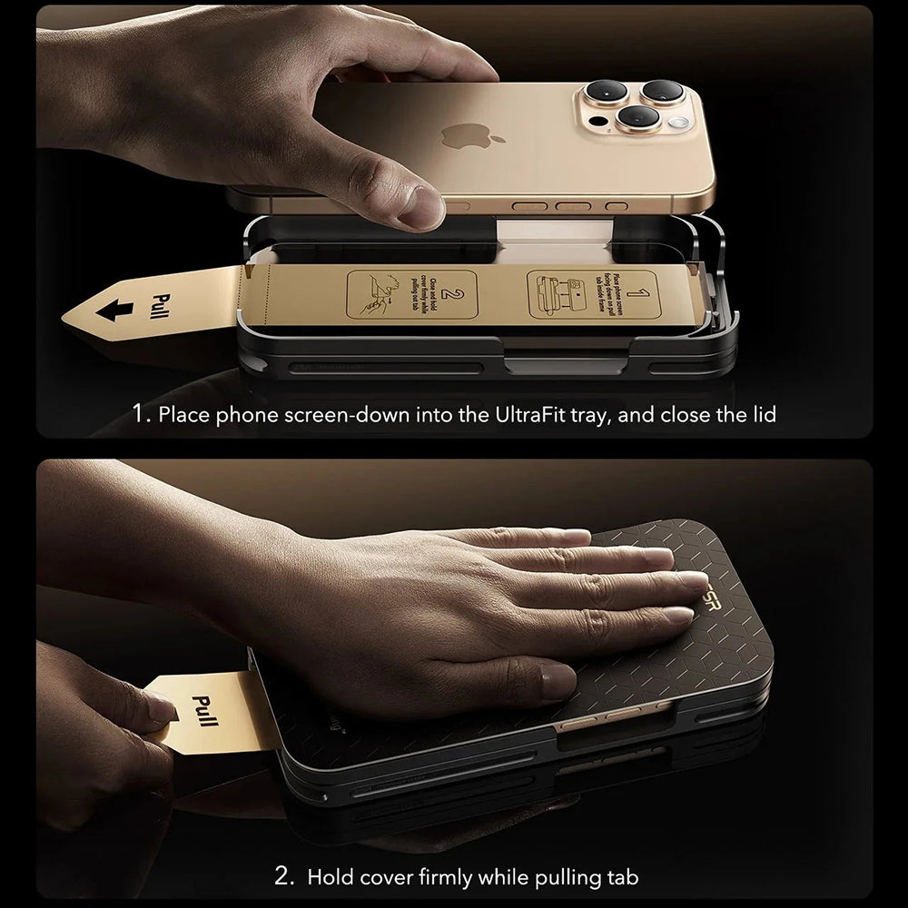 Folie de protectie ESR Corning Gorilla Glass UltraFit™ (set de 3) compatibil cu iPhone 17 / iPhone 16 Pro, Negru