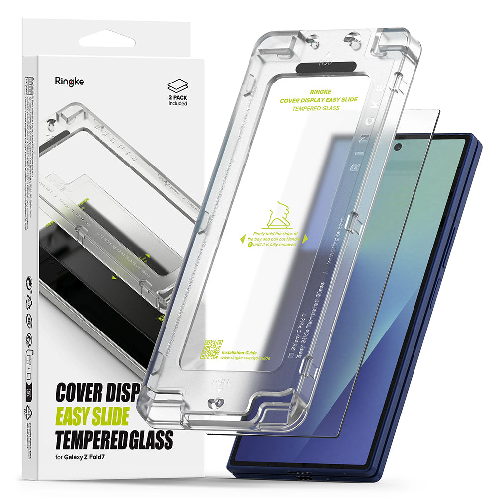 Folie de protectie Ringke Cover Display Easy Slide Tempered Glass (set de 2) compatibil cu Samsung Galaxy Z Fold7, Transparent