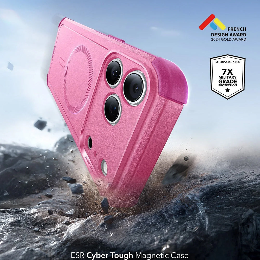 Husa de protectie ESR Cyber Halolock compatibil cu iPhone 17 Pro, Roz